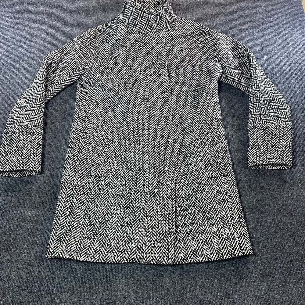 J.Crew Wool Blend Herringbone Coat Size 0 Black White